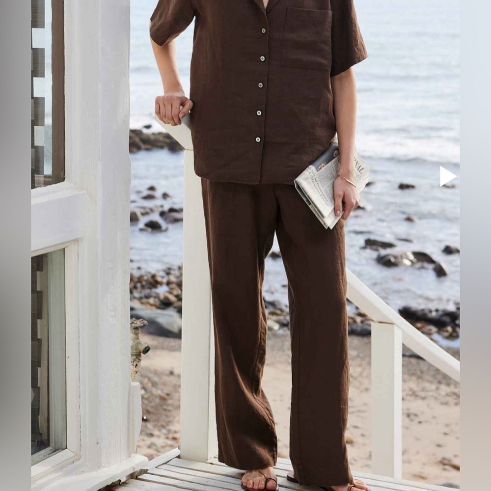 EUC AYR Tourist Pant 100% Linen Size S Brown